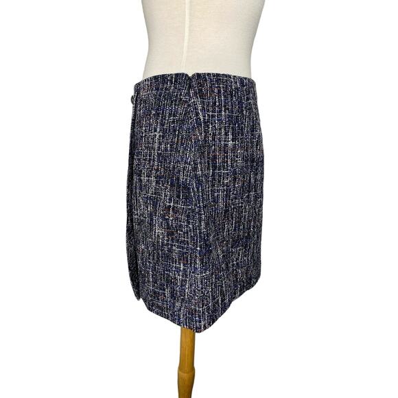 LOFT *NEW* Black Purple Tweed Wool Blend Straight Mini Skirt Size 10 Button - Picture 2 of 9
